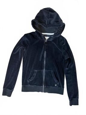 Hollister Hoodie Track Jacket Womens Size S Black Full Zip Y2K Athleisure
